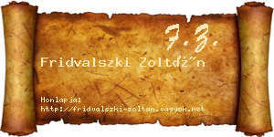 Fridvalszki Zoltán névjegykártya